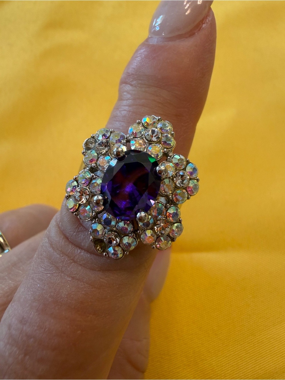 Park Lane Purple Crystal Statement Ring Size 8